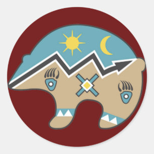Sticker Rond Conception tribale d'ours