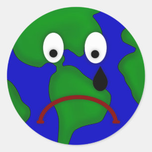 Sticker Rond Conception triste de la terre de planète