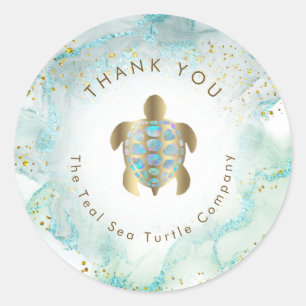 Sticker Rond Conception turquoise des tortues de mer
