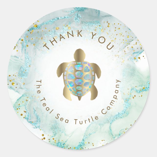 Sticker Rond Conception turquoise des tortues de mer (Devant)