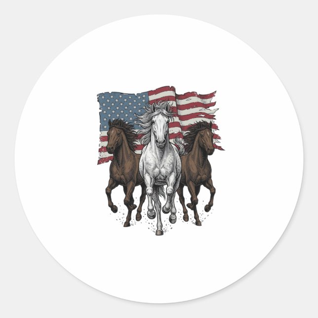 Sticker Rond Conception vectorielle de chevaux de course patrio (Devant)