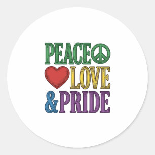 Sticker Rond Conception vectorielle de gravure vintage Peace Lo