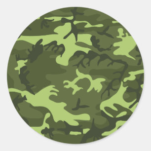 Sticker Rond Conception verte de camouflage d'armée