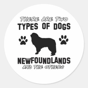 Sticker Rond Conceptions de race de chien de Terre-Neuve
