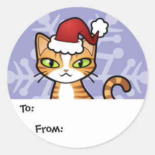 Sticker Rond Concevez votre propre chat de dessin (Noël)