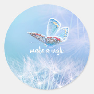 Sticker Rond Concevoir un Dandelion et un Papillon