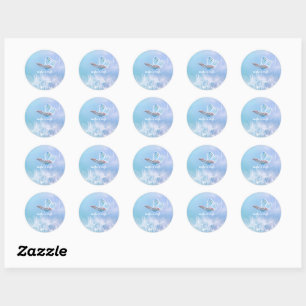 Sticker Rond Concevoir un Dandelion et un Papillon