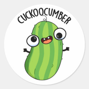 Sticker Rond Concombre Funky Veggie Cucumber Pun