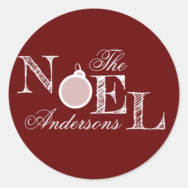 Sticker Rond Conçu Noel Maroon Holiday (Devant)