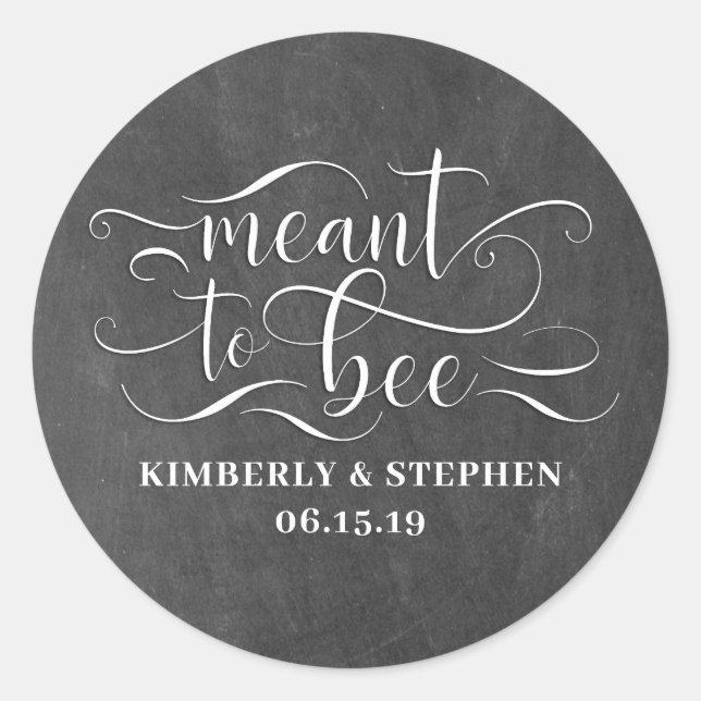Sticker Rond Conçu Pour Être Mariage Chalkboard (Devant)