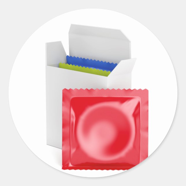 Sticker Rond Condoms sur arrière - plan blanc (Devant)
