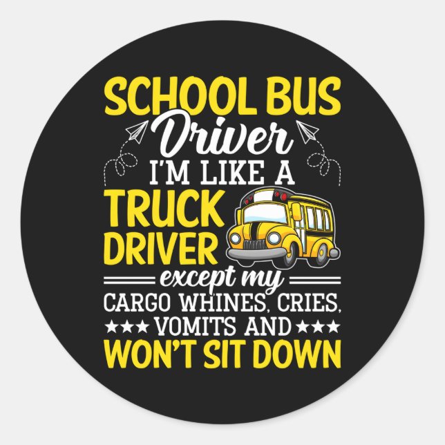 Sticker Rond Conducteur De Bus Scolaire Retour À L'École (Devant)