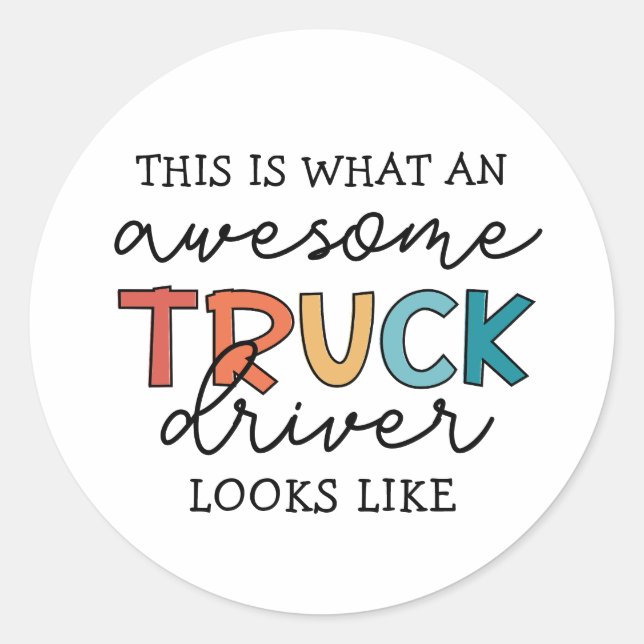 Sticker Rond Conducteur de camion amusant | Conducteur de camio (Devant)