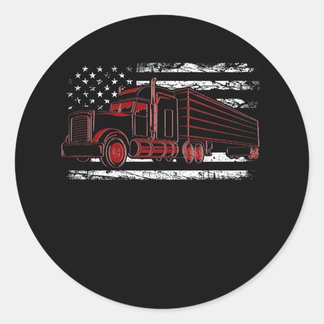 Sticker Rond Conducteur de semi-camion de drapeau américain 18  (Devant)