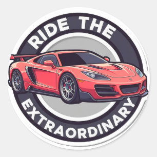 Sticker Rond Conduisez l'extraordinaire : voiture rouge vintage