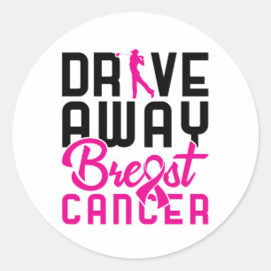 Sticker Rond Conduisez loin Cancer du Sein Golf Golf Golfing Go