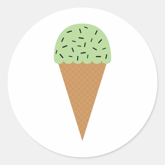 Sticker Rond Cône de crème glacée au chocolat à la menthe (Devant)