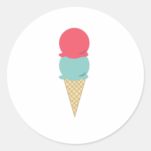 Sticker Rond Cône de crème glacée Whimsical Double Scoop (Devant)