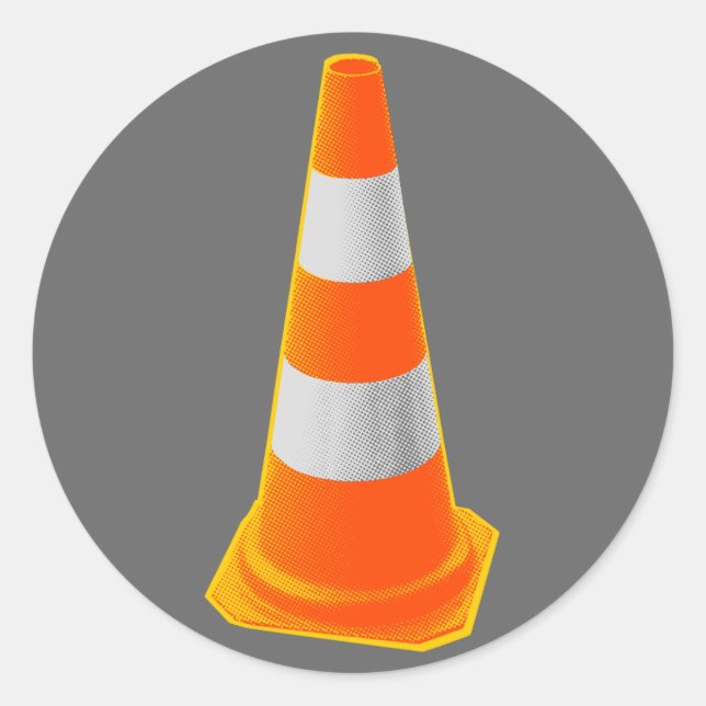 Sticker Rond Cône de trafic avec des rayures grises (Devant)