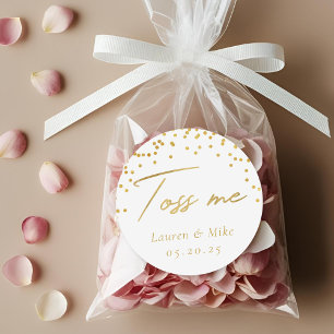 Sticker Rond Confetti de mariage élégant moderne "Jettez-moi"