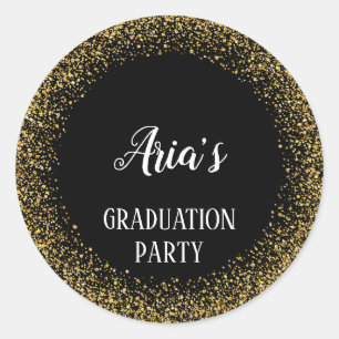Sticker Rond Confetti d'or sur les sceaux d'enveloppe de gradua