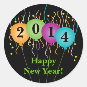 Sticker Rond Confetti et ballons colorés Bonne année