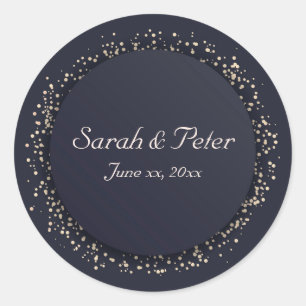 Sticker Rond Confetti Gold, Élégant, Mariage moderne