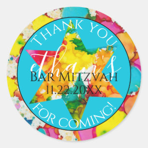 Sticker rond Confetti Star Bar ou Bat mitzvah