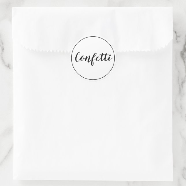 Sticker Rond Confetti Wedding Favor Black and White (Sac)