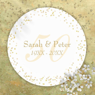 Sticker Rond Confettis dorés pour les 50 ans de mariage