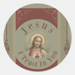 Sticker Rond Confiance vintage de Jésus I dans vous