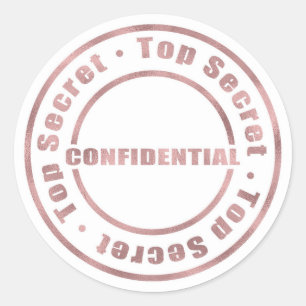 Sticker Rond Confidentiel Top Secret Rose Gold Glamour Moderne