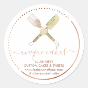 Sticker Rond confiserie Boulangerie Coeur Spatula Chef mignon