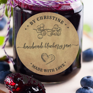 Sticker Rond Confit de myrtille kraft rustique fait à la main a