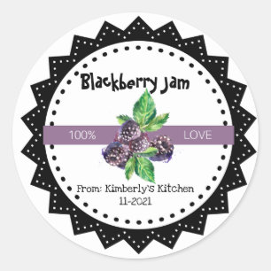 Sticker Rond Confiture Blackberry Fabriquée Avec Amour Rustique