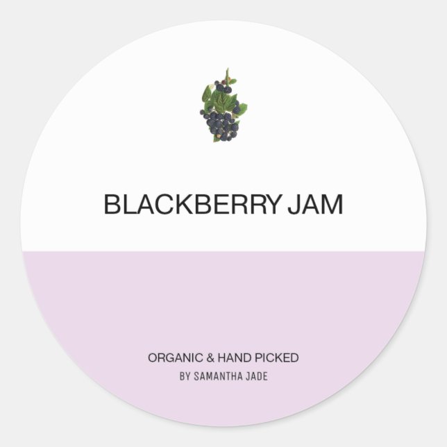 Sticker Rond Confiture Blackberry personnalisée et conservation (Devant)