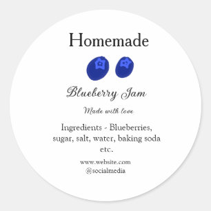 Sticker Rond Confiture de bleuets maison faite avec amour ajout