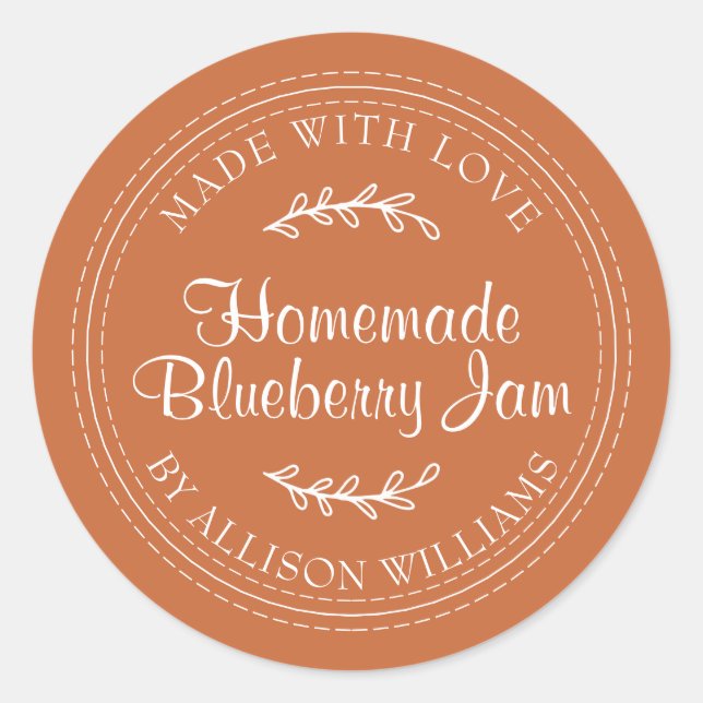 Sticker Rond Confiture de bleuets rustique maison Canning Orang (Devant)
