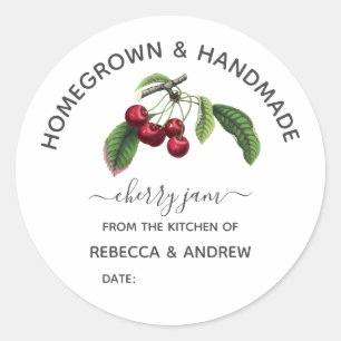 Sticker Rond Confiture de cerise faite maison et artisanale Vin