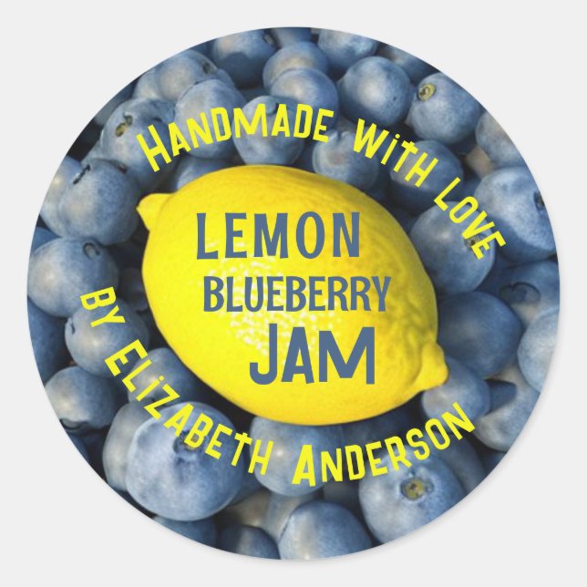 Sticker Rond Confiture de citron et bleuet (Devant)