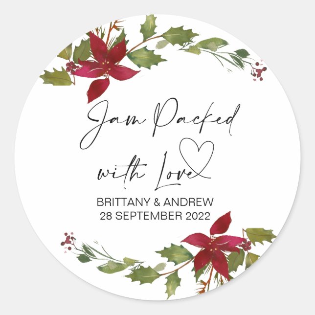 Sticker Rond Confiture De Faveur Mariage Emballée De Noël D'Amo (Devant)