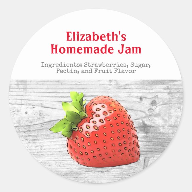 Sticker Rond Confiture de fraise maison personnalisée Argent ro (Devant)