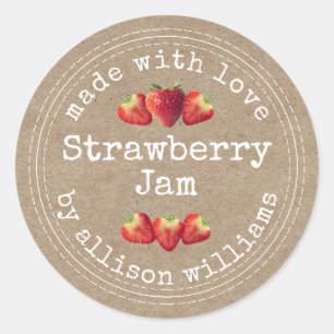 Sticker Rond Confiture de fraise maison rustique Kraft Paper Cl