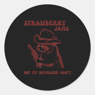 Sticker Rond Confiture de fraise mon revolver n'est pas drôle R