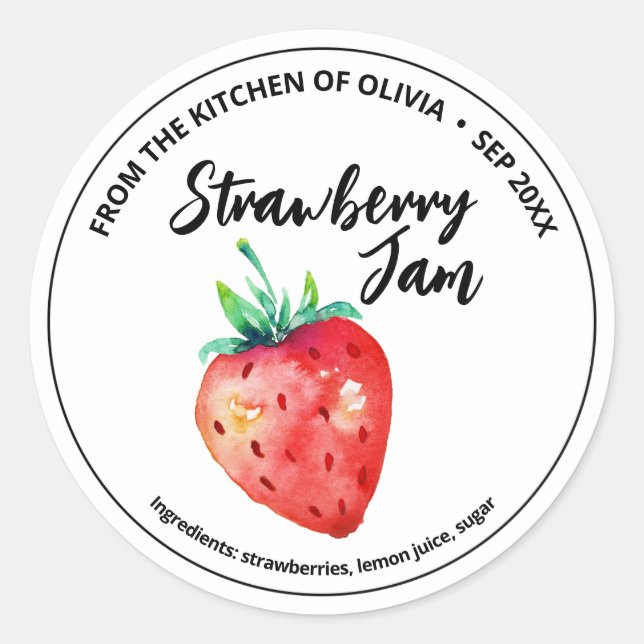 Sticker Rond Confiture de fraises  (Devant)