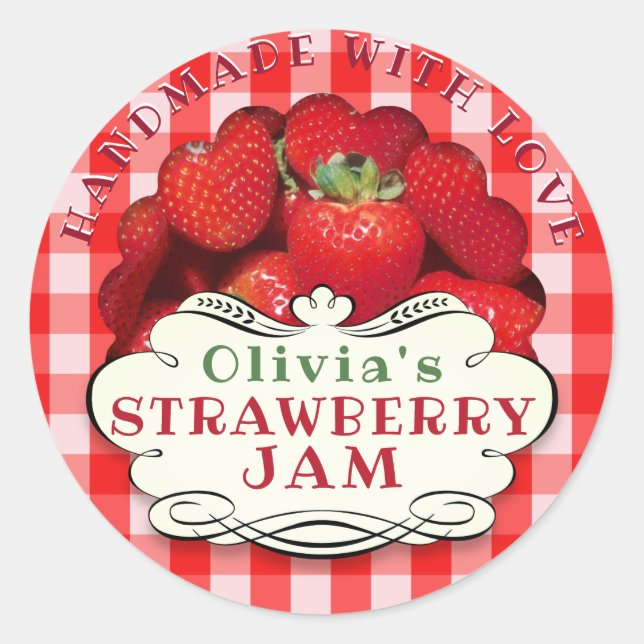 Sticker Rond Confiture de fraises artisanale (Devant)