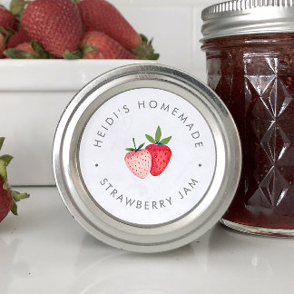 Sticker Rond Confiture de fraises maison bohème simple d'été HE
