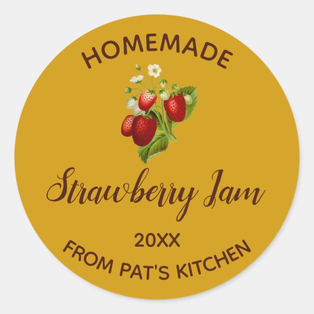 Sticker Rond Confiture de fraises maison modifiable (Devant)