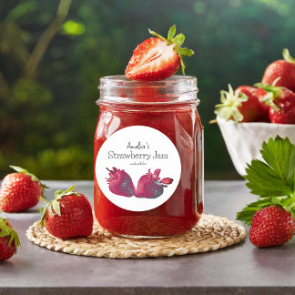 Sticker Rond Confiture de fraises maison personnalisée