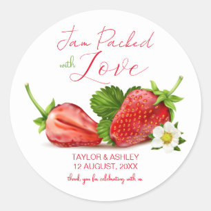 Sticker Rond Confiture de Fraises 'Rempli d'Amour'   Mariage
